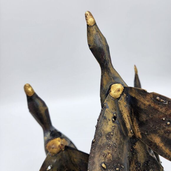 Vintage Curtis Jere Metal Bird Sculpture Flying Geese Wood Base 11x11" Brutalist - Picture 13 of 15